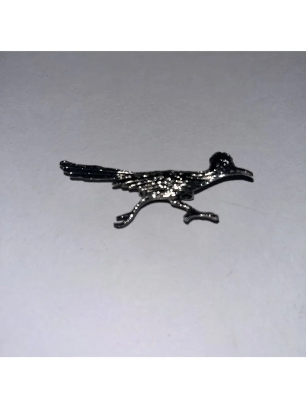 Vintage Rare Road Runner Bird Design Silver Toned Tie Pin 2” New